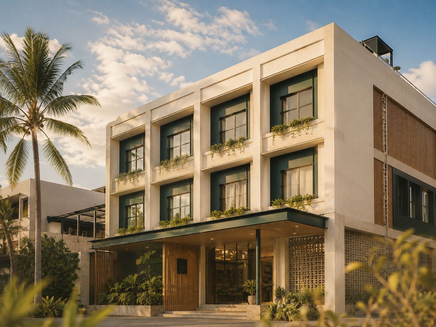 Gedung komersial modern dengan cat eksterior Targpaint